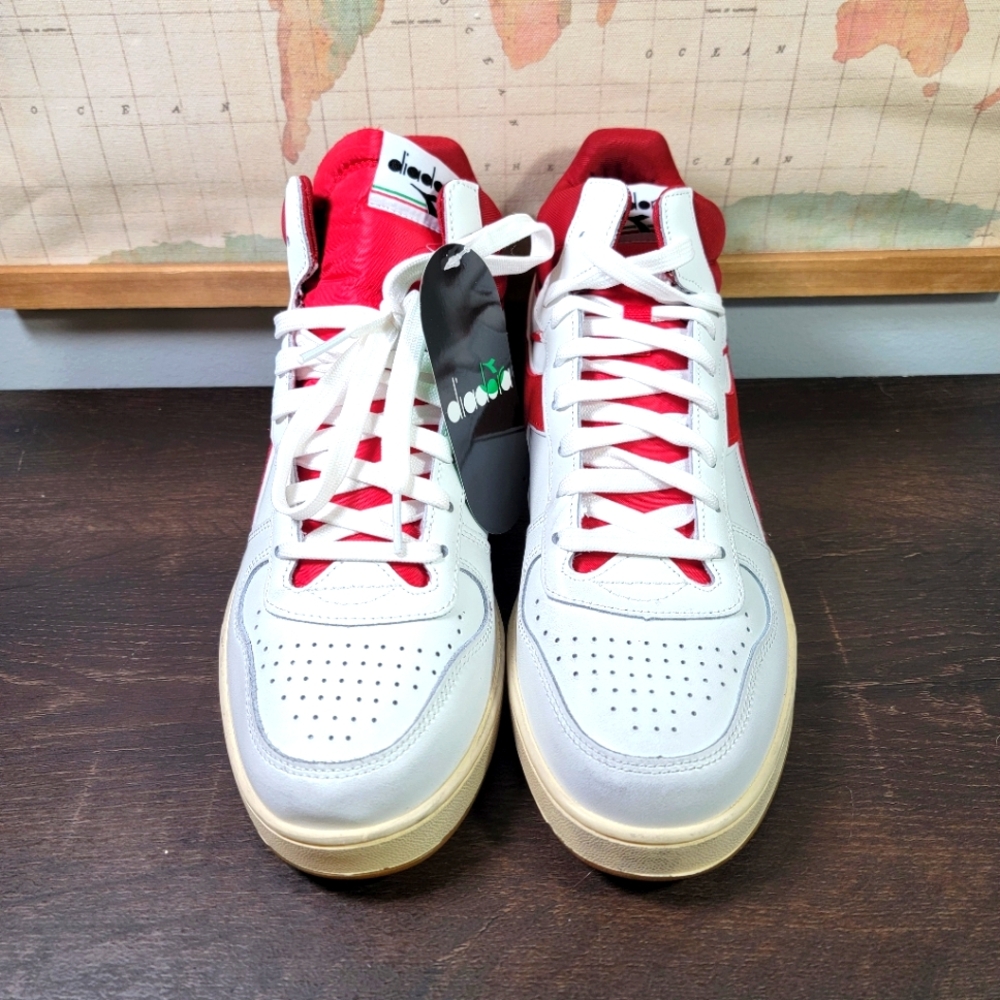 BRAND NEW Diadora Basket Mid 'White/Red' Men's Size 11.0 - Picture 3 of 7